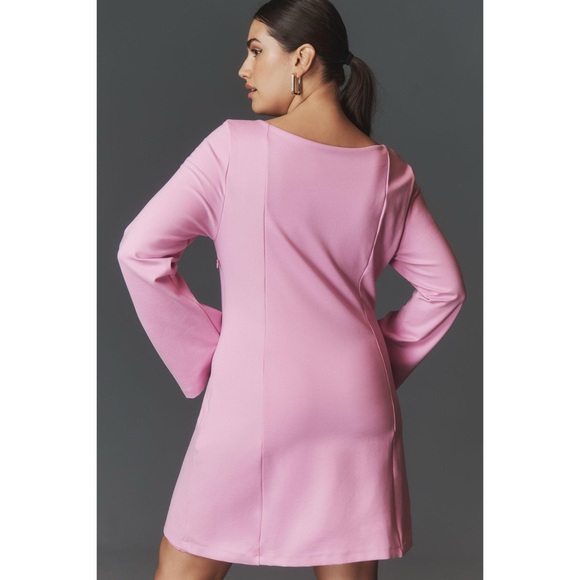 NWT Anthropologie Maeve Long-Sleeve Scoop-Neck Mini Dress in Pink - Picture 3 of 9